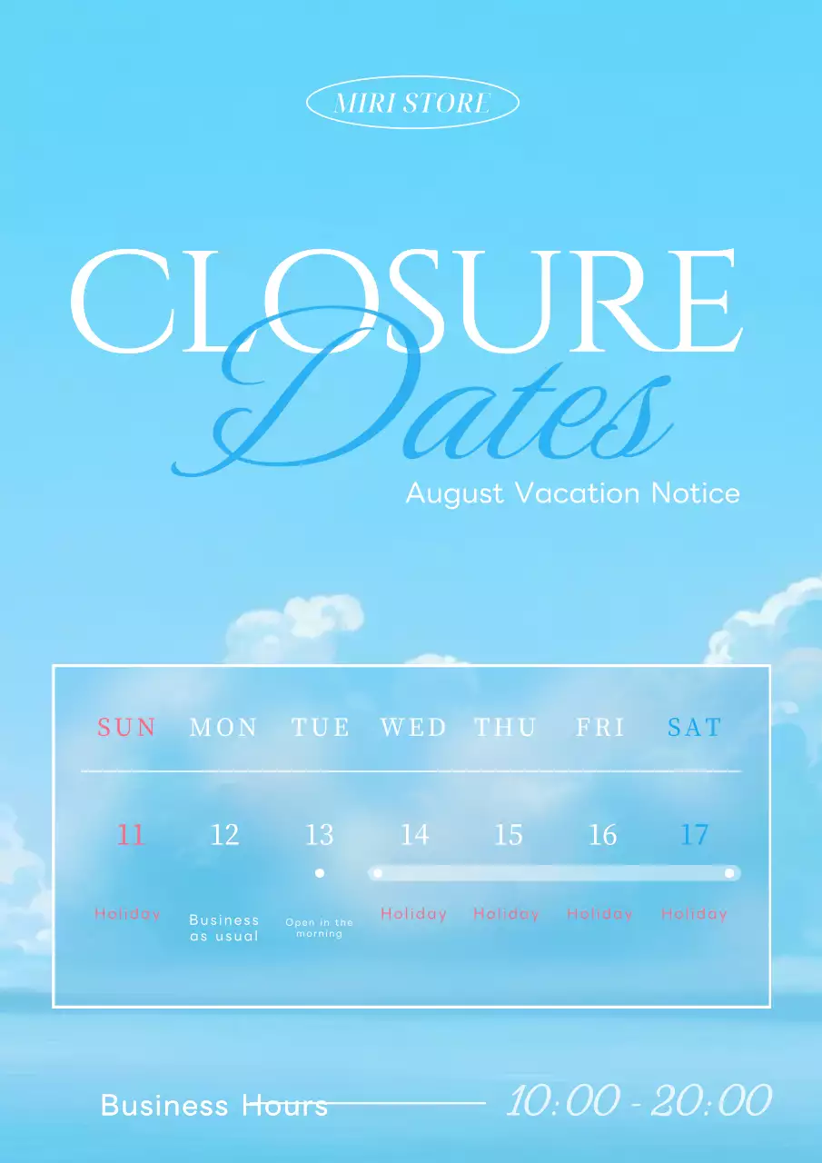 Poster thông báo đóng cửa hiện đại màu xanh