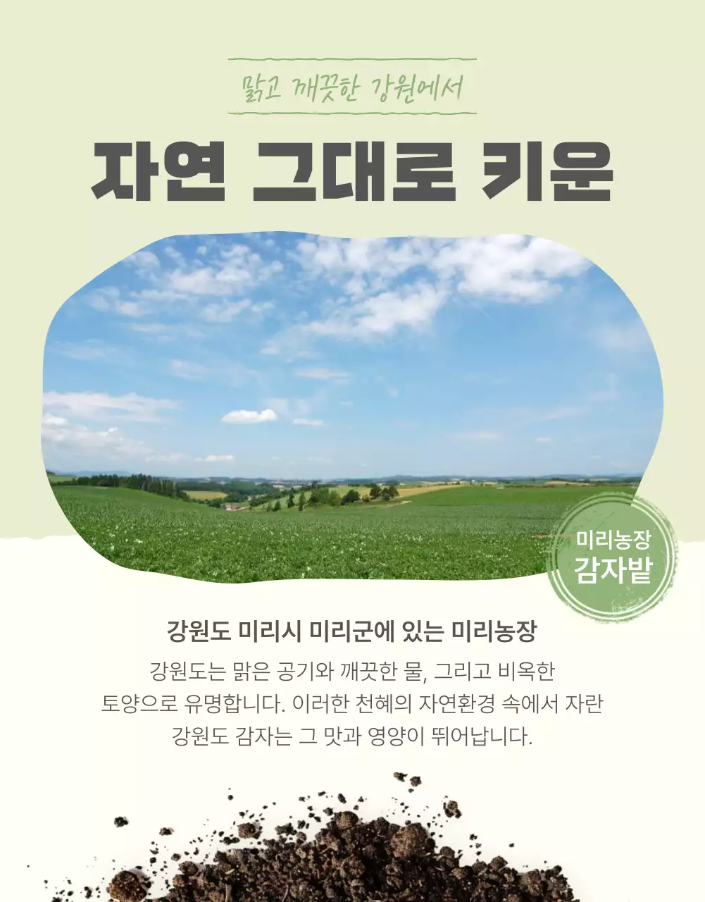 초록과 연두의 자연의 건강한 농산물 감자 인트로 판매 홍보