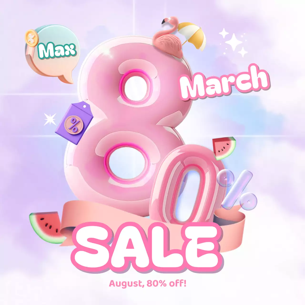 A luxurious purple and pink summer deal ad