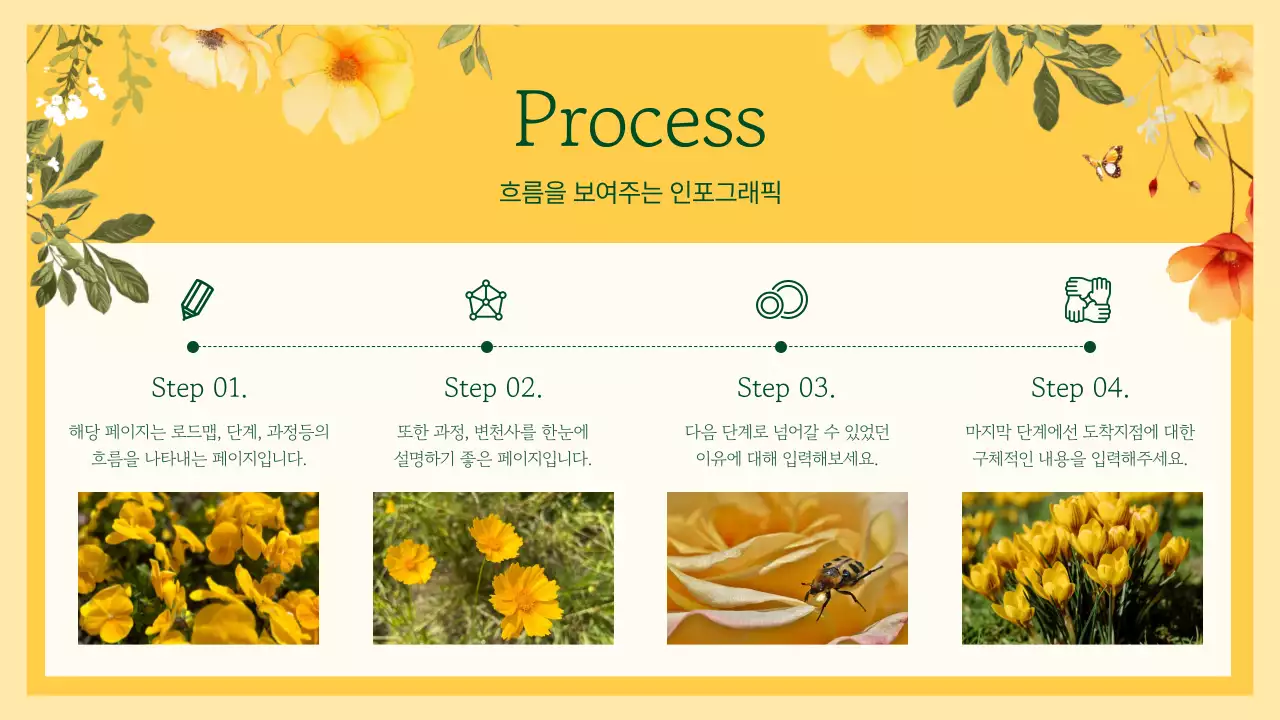 노랑과 초록색의 고급스러운 꽃 프레젠테이션 제안서