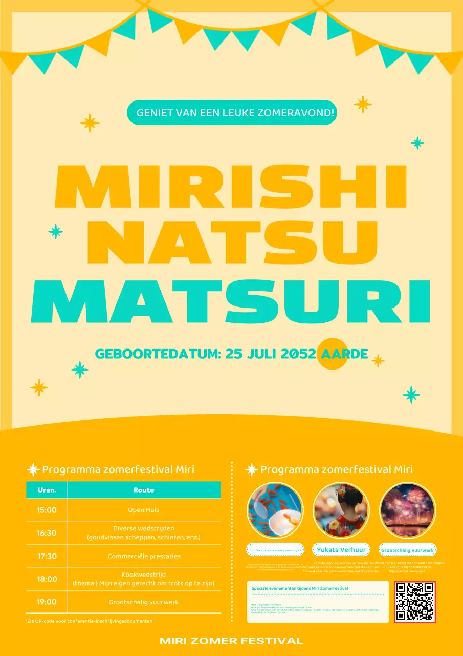 Promoot zomerfestivals met een schattig en knuffelbaar concept in geel en mint