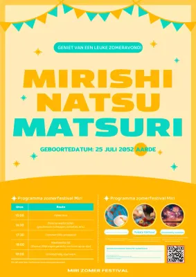 Promoot zomerfestivals met een schattig en knuffelbaar concept in geel en mint