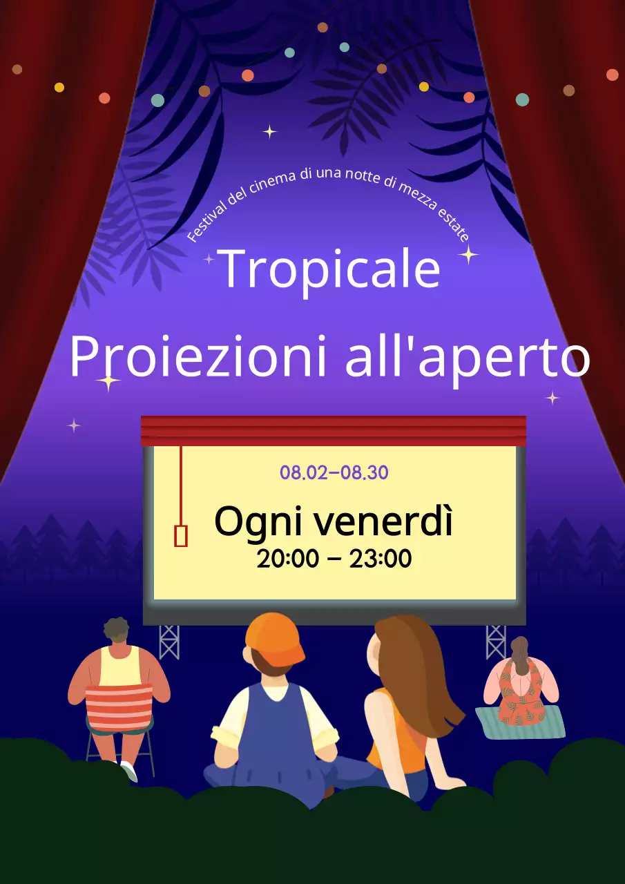 Promuovere le proiezioni all'aperto con una semplice notte tropicale in viola