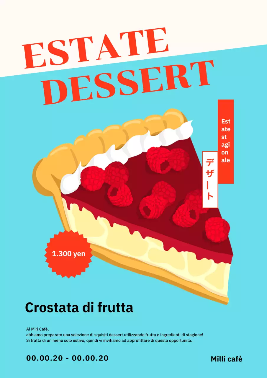 Semplici dessert estivi rossi e azzurri Nuovo menu pubblicitario