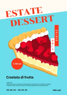 Semplici dessert estivi rossi e azzurri Nuovo menu pubblicitario