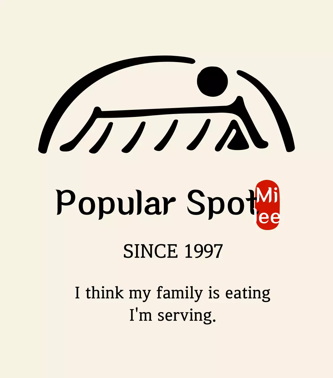 Logo restoran Korea yang rapi dan petunjuk parkir