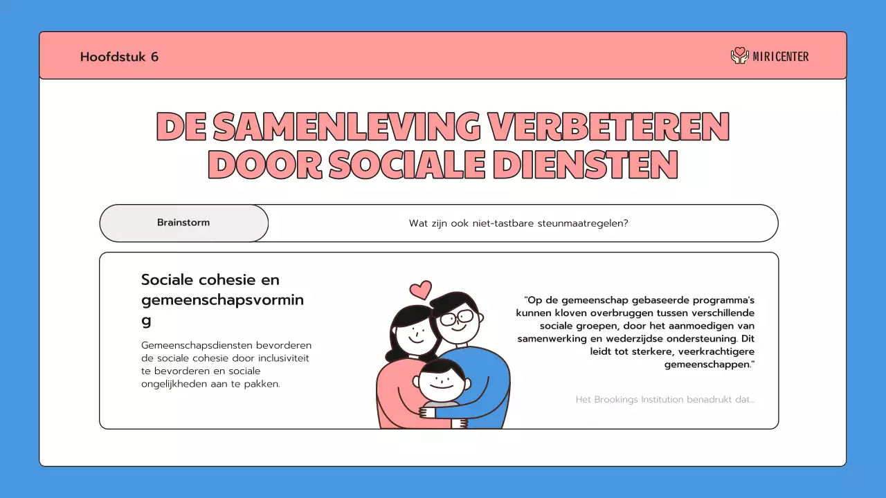 Een schattige blauw met roze introductie voor de community service