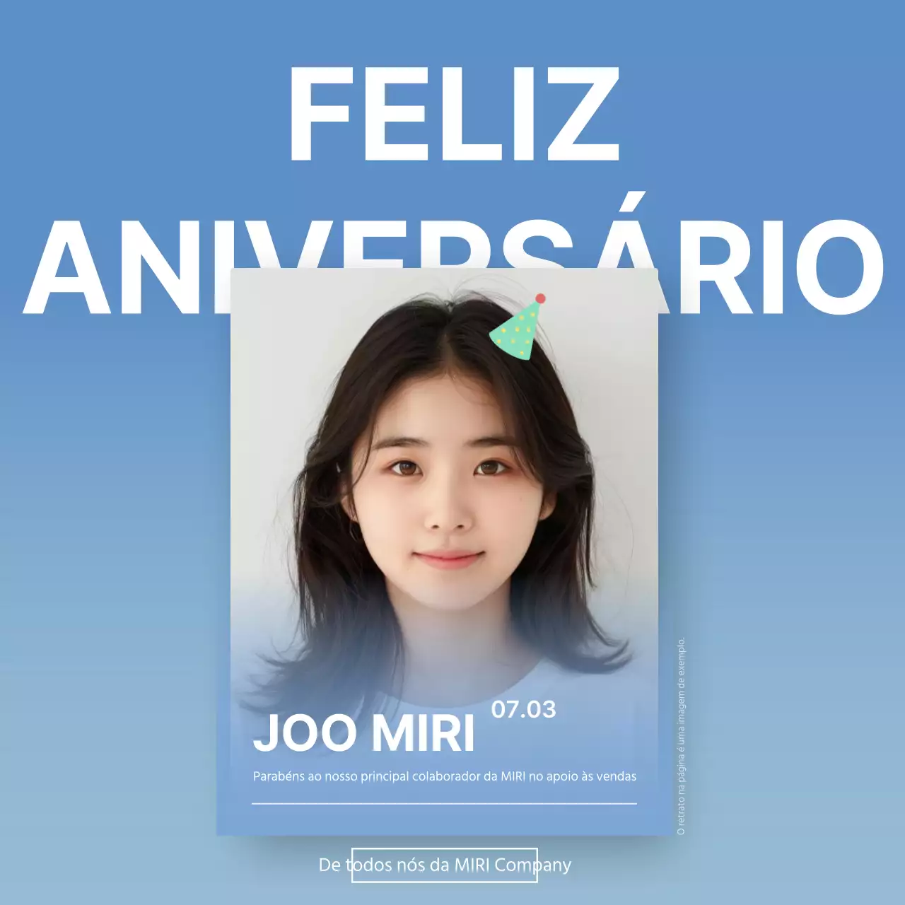 Pop-up de aniversário de empregado na moda em azul claro e branco
