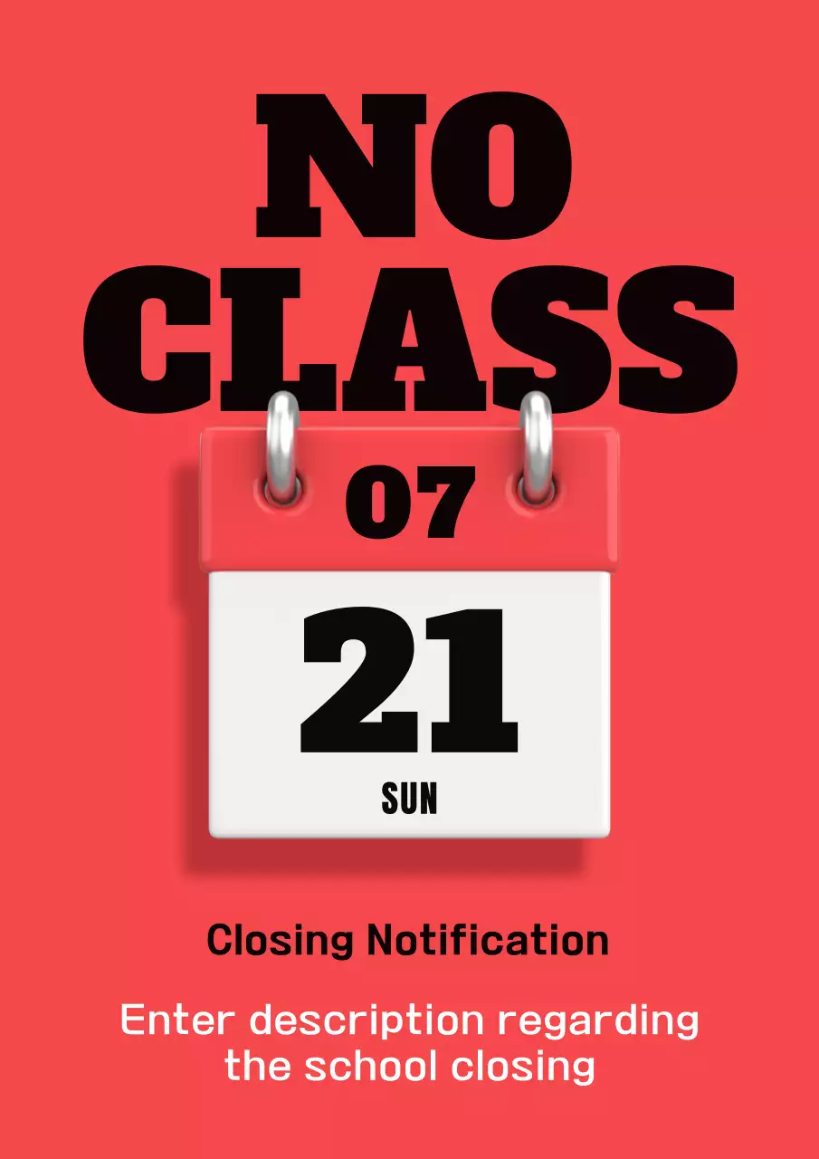 Red Simple School Notice Poster