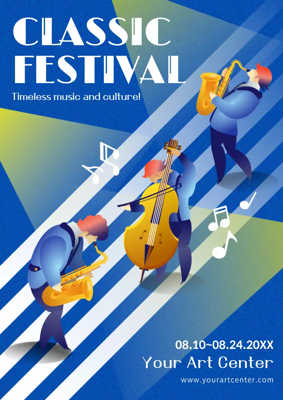 Blue Retro Music Promotion Poster