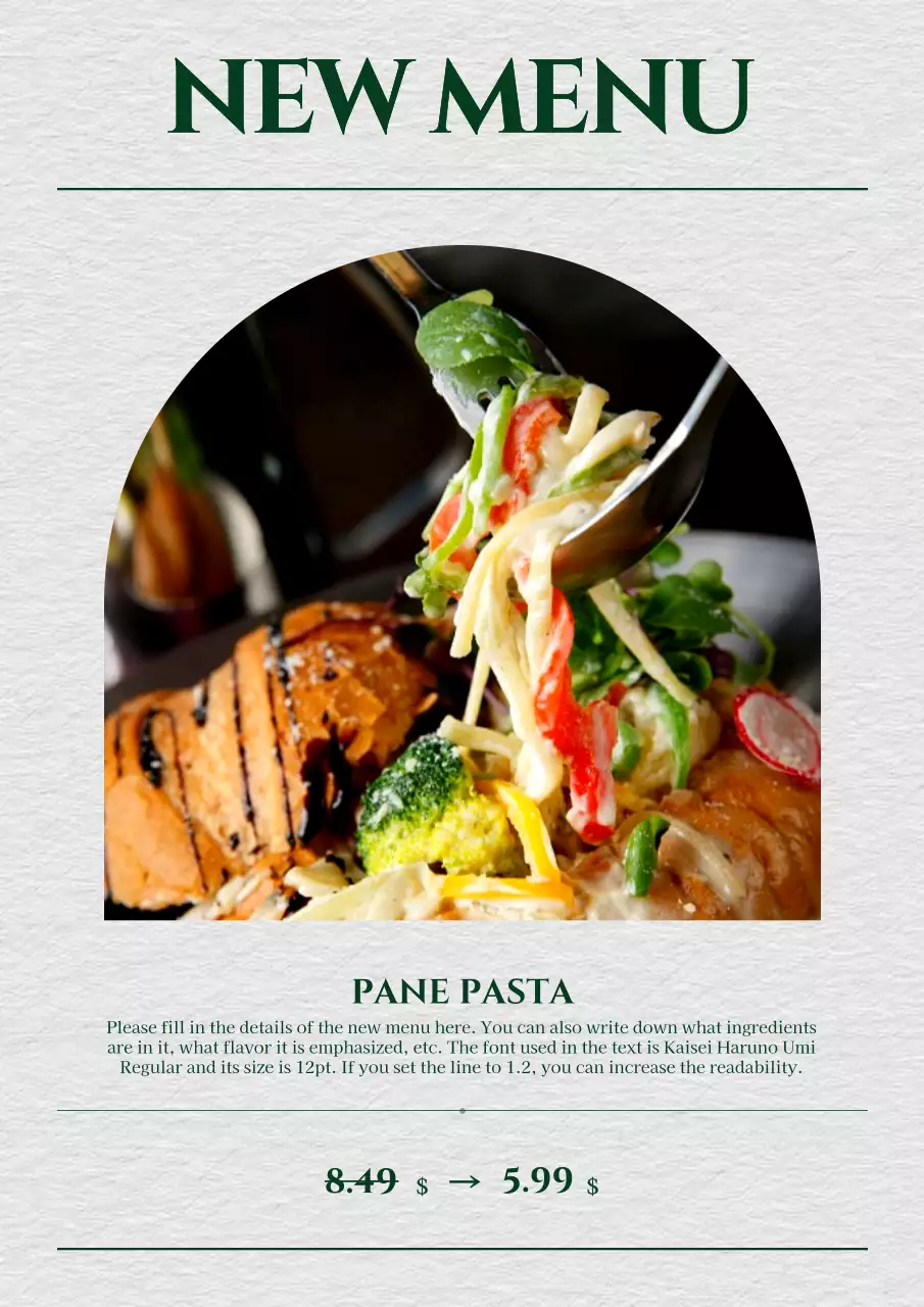 Green Classic Restaurant Menu Template Poster