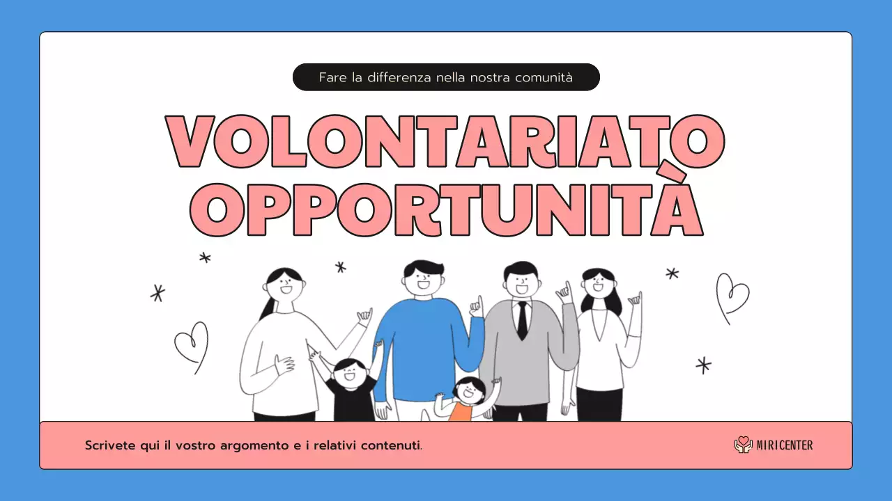 Una simpatica introduzione al servizio comunitario in blu e rosa