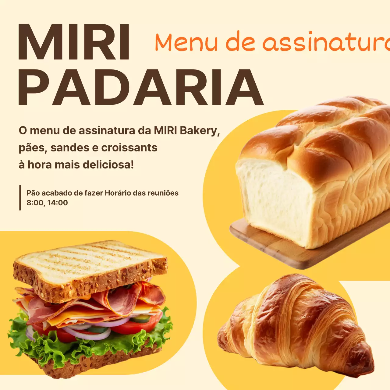 Promover o menu simples da pastelaria Yellow