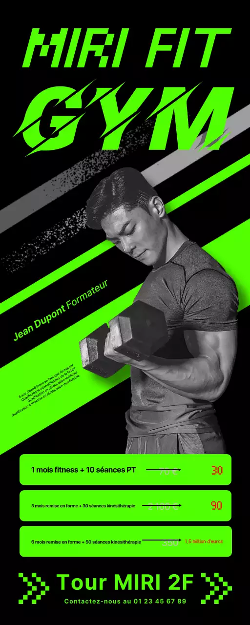 Affiches et bannières des entraîneurs de gymnastique aux couleurs fluo et au rythme soutenu