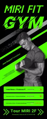 Affiches et bannières des entraîneurs de gymnastique aux couleurs fluo et au rythme soutenu