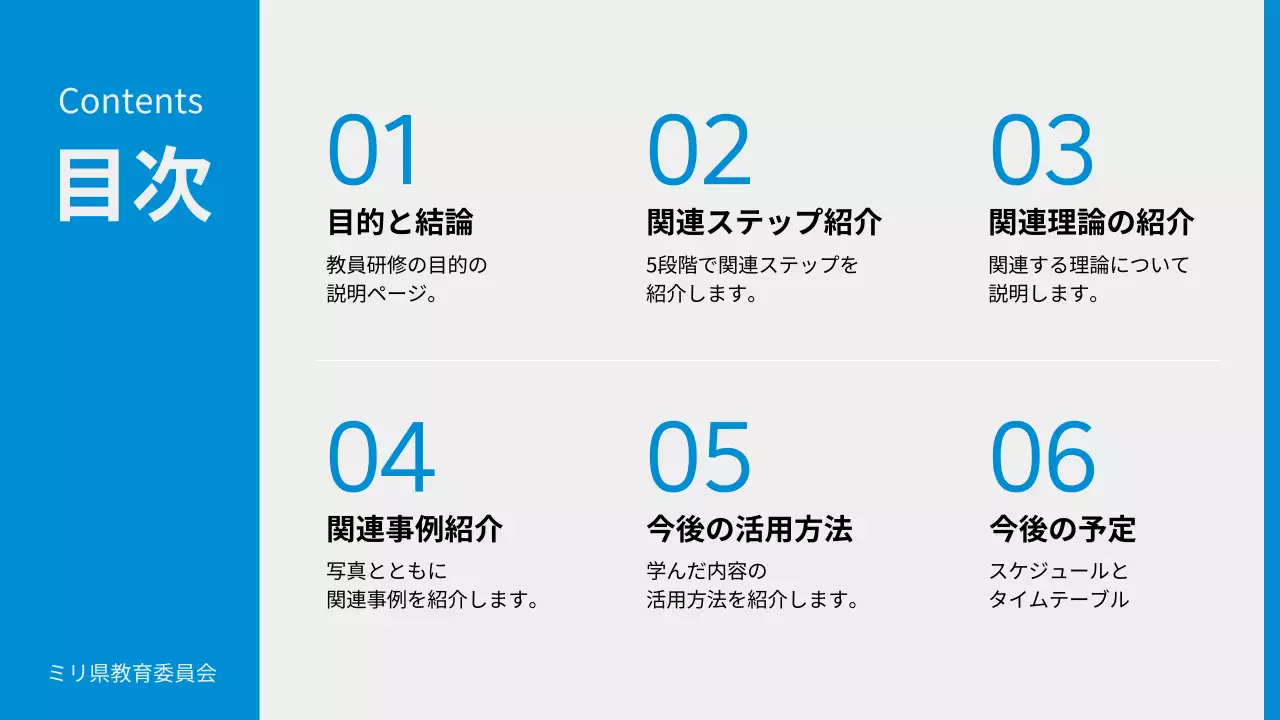 青 シンプル 教育 プレゼンテーション