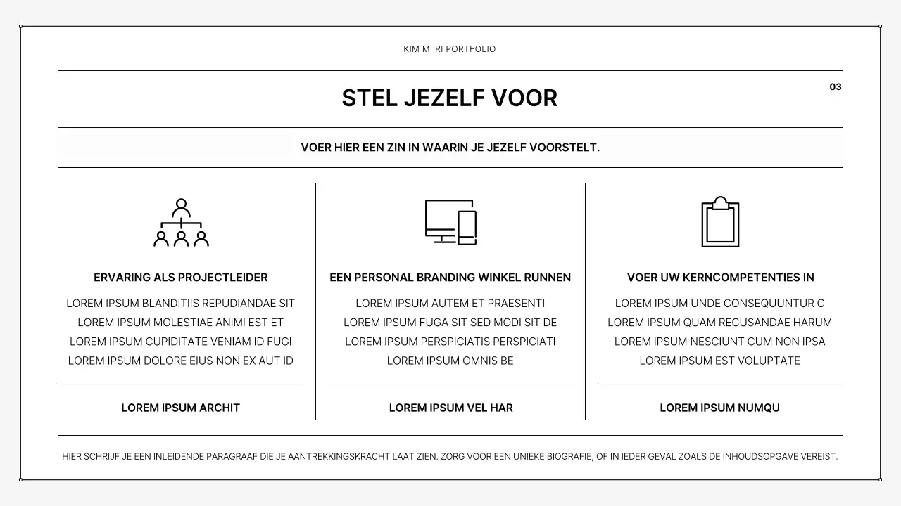 Een eenvoudige printbare portfolio in zwart-wit
