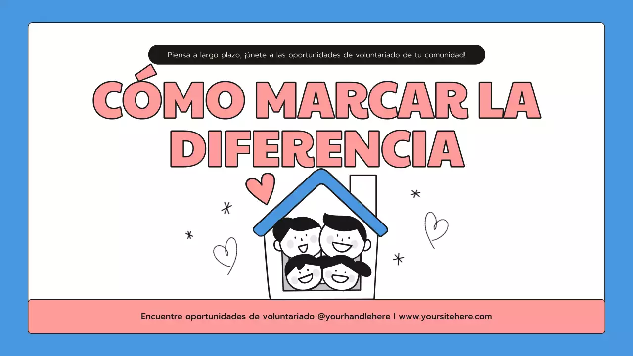 Una bonita presentación del servicio comunitario en azul y rosa