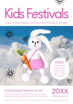 Pink Playful Kids Event Poster