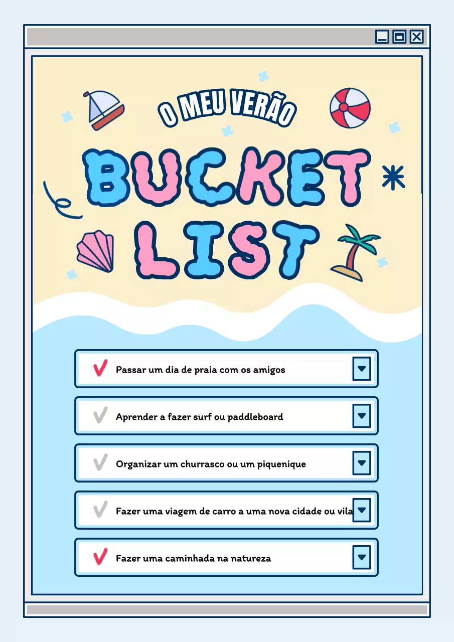 Bloco de notas azul claro e cor-de-rosa para a lista de férias de verão