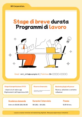Opportunità di stage a breve termine in arancione e giallo semplice.
