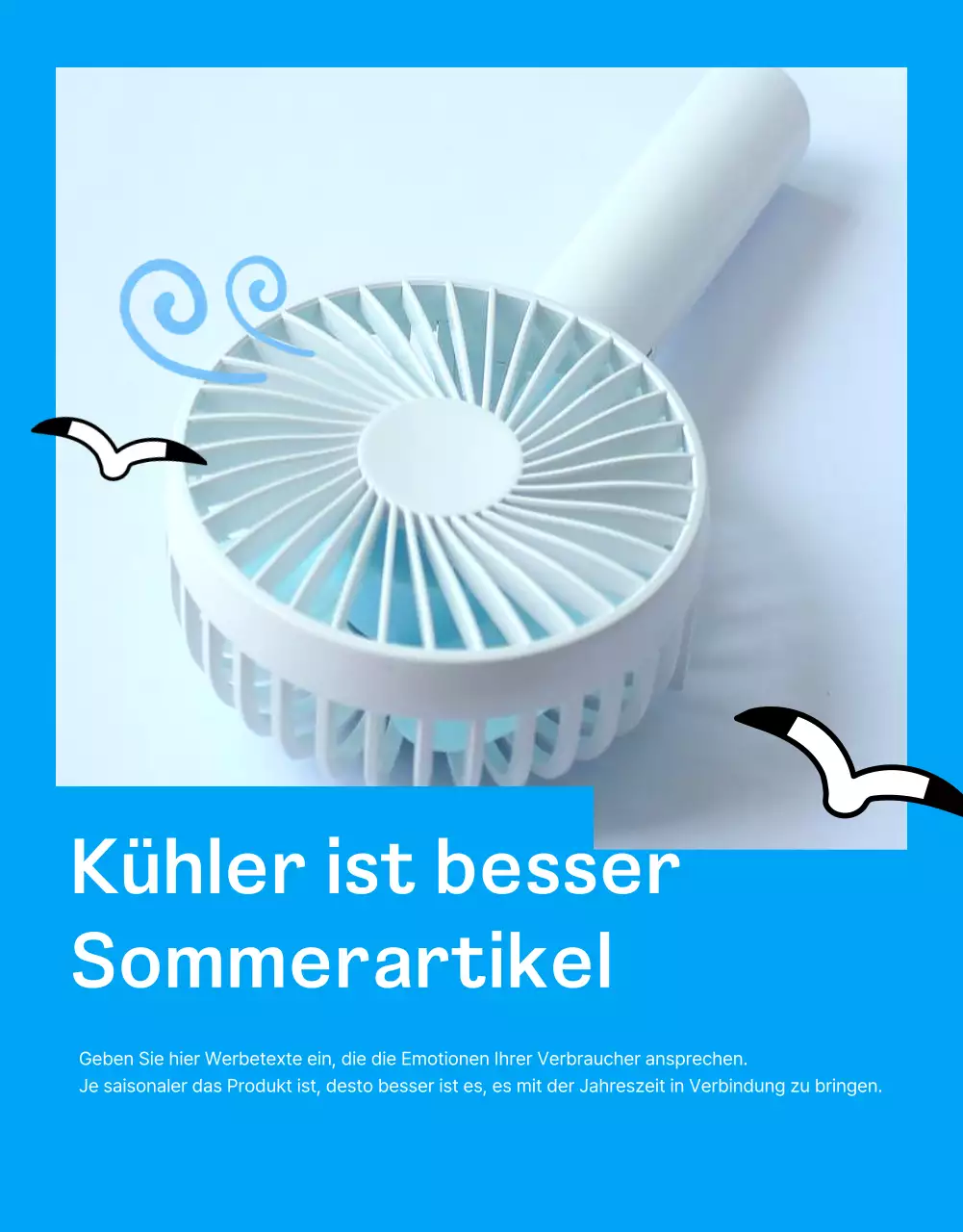 Moderne Sommerwerbung in Hellblau