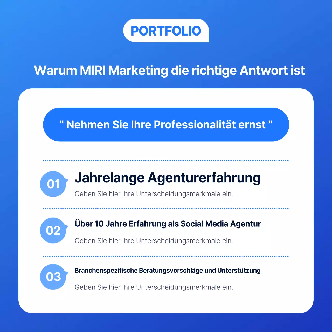 Einfache Marketinganzeige einer Social-Media-Agentur in Blau