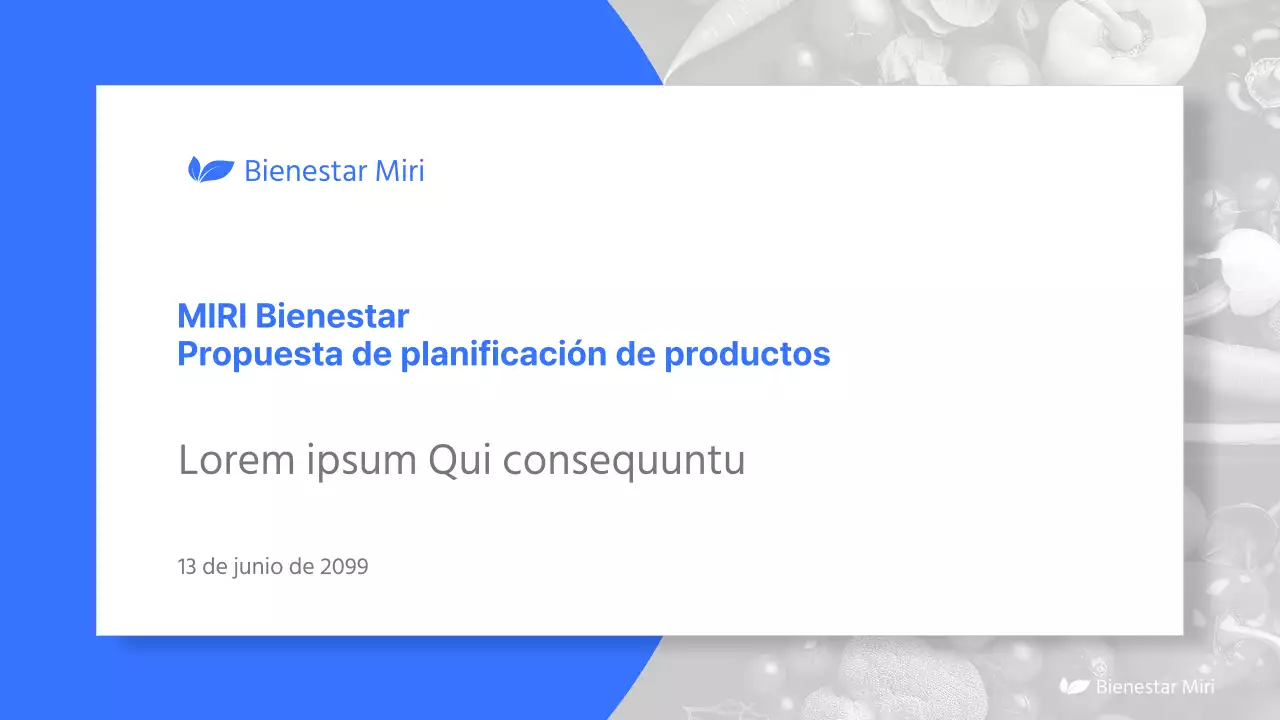 Propuesta sencilla de productos de bienestar en azul y azul claro
