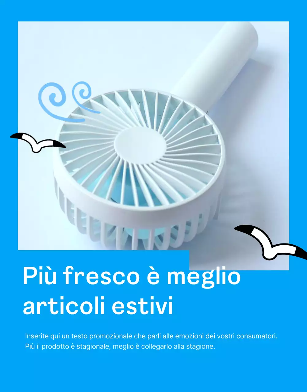 Moderna pubblicità promozionale estiva in azzurro