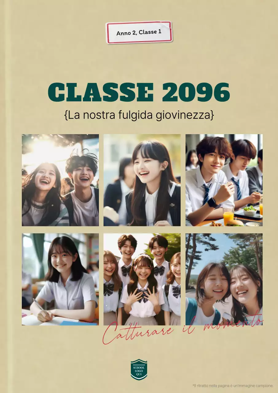 Copertina minimalista cachi e beige per un libro fotografico di classe