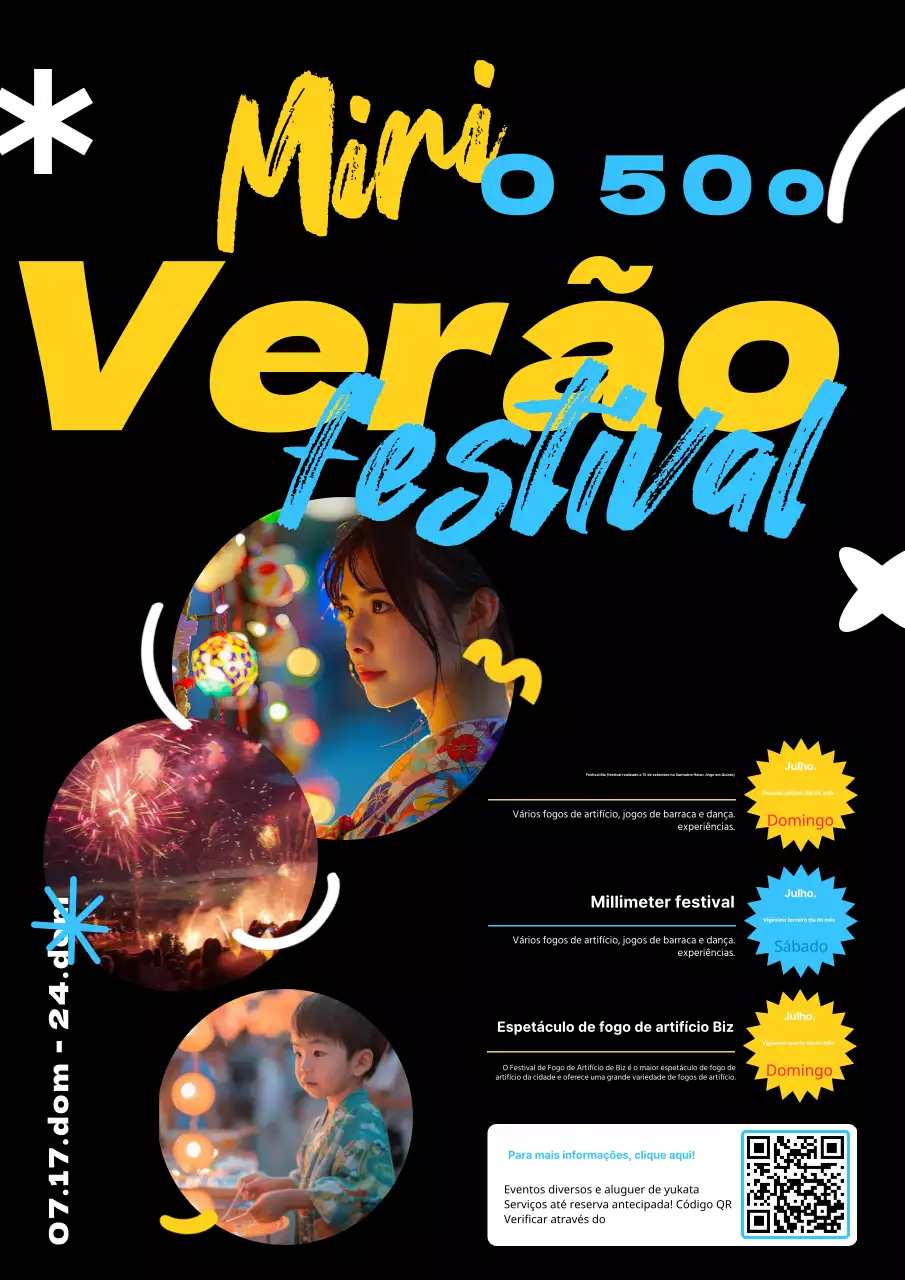 Promova os festivais de verão com um conceito livre e colorido com formas e fotografias a preto