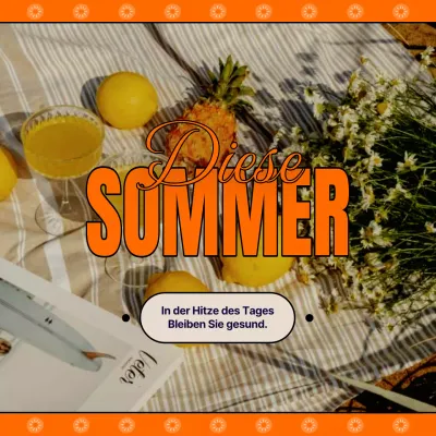 Retro-Sommergrüße Briefpapier in Orange