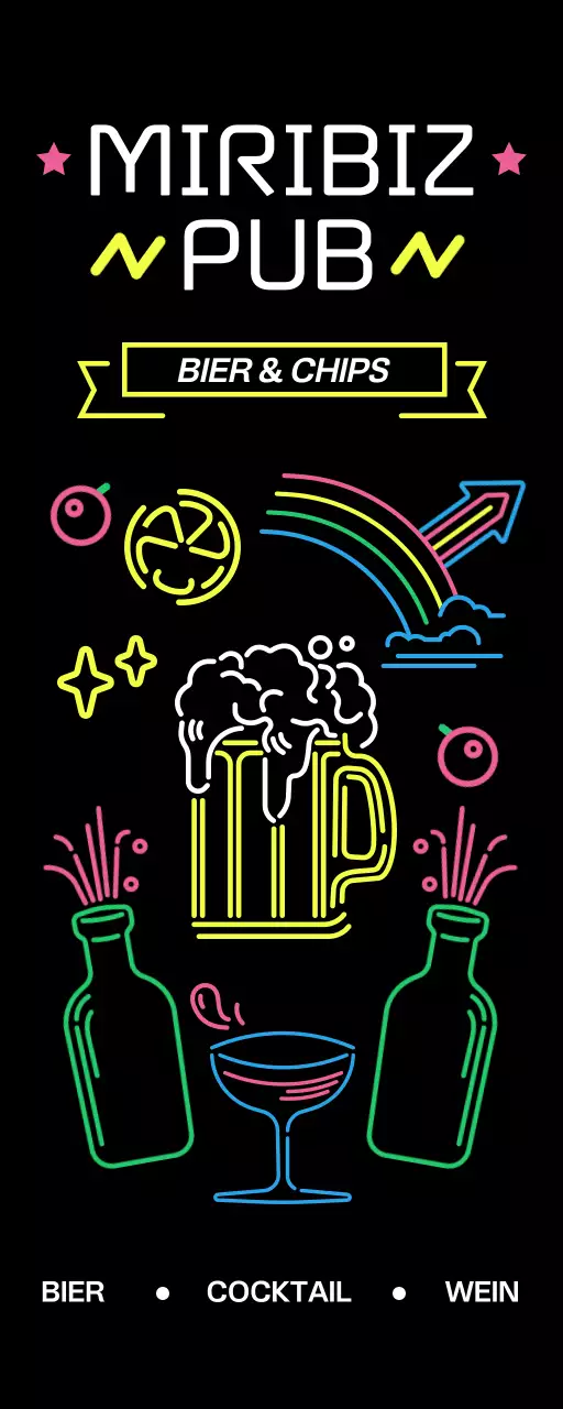 Eine Kneipe voller Leuchtreklamen-Grafiken