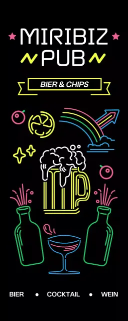 Eine Kneipe voller Leuchtreklamen-Grafiken