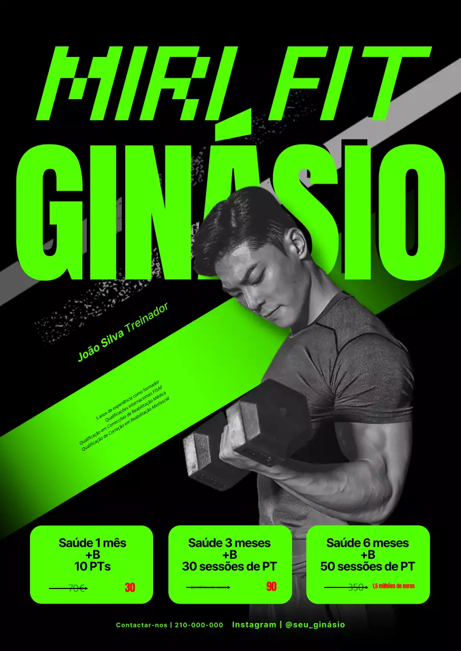 Cartaz de um treinador de ginástica veloz em cor néon