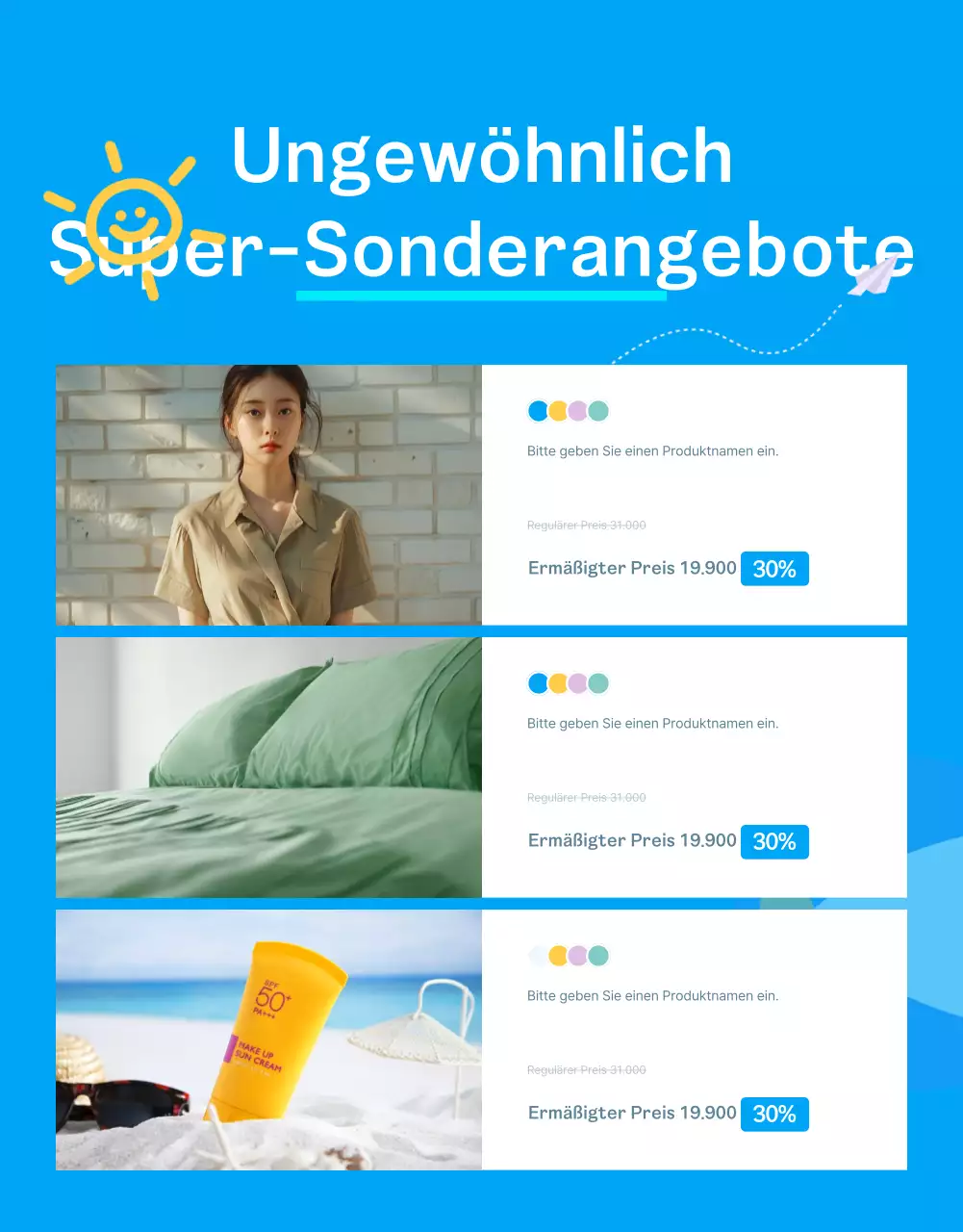 Moderne Sommerwerbung in Hellblau