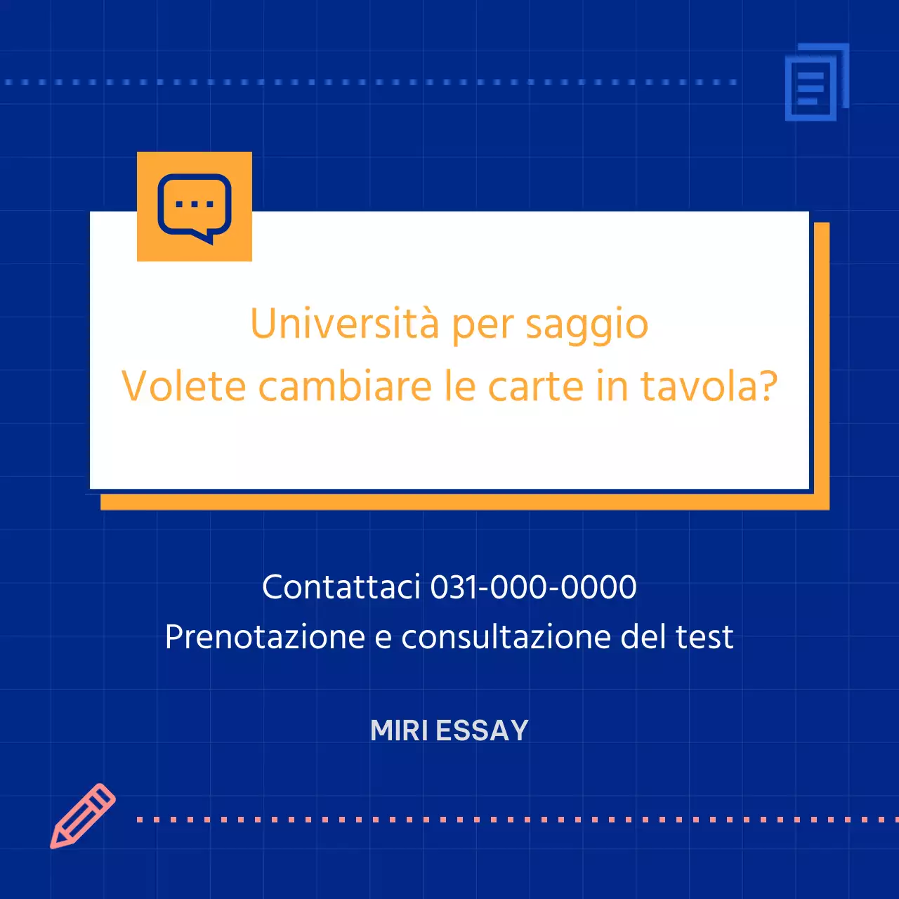 Promuovere il blu, semplici saggi di ammissione al terziario