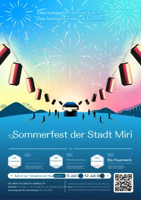 Werben Sie für Sommerfeste mit einem bunten Festivalkonzept in Blau