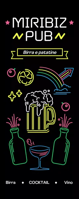 Un pub pieno di insegne al neon