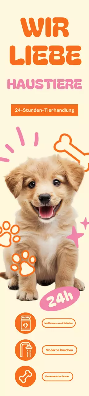 Ein 24-Stunden-Tierbedarfsgeschäft mit süßen Welpen