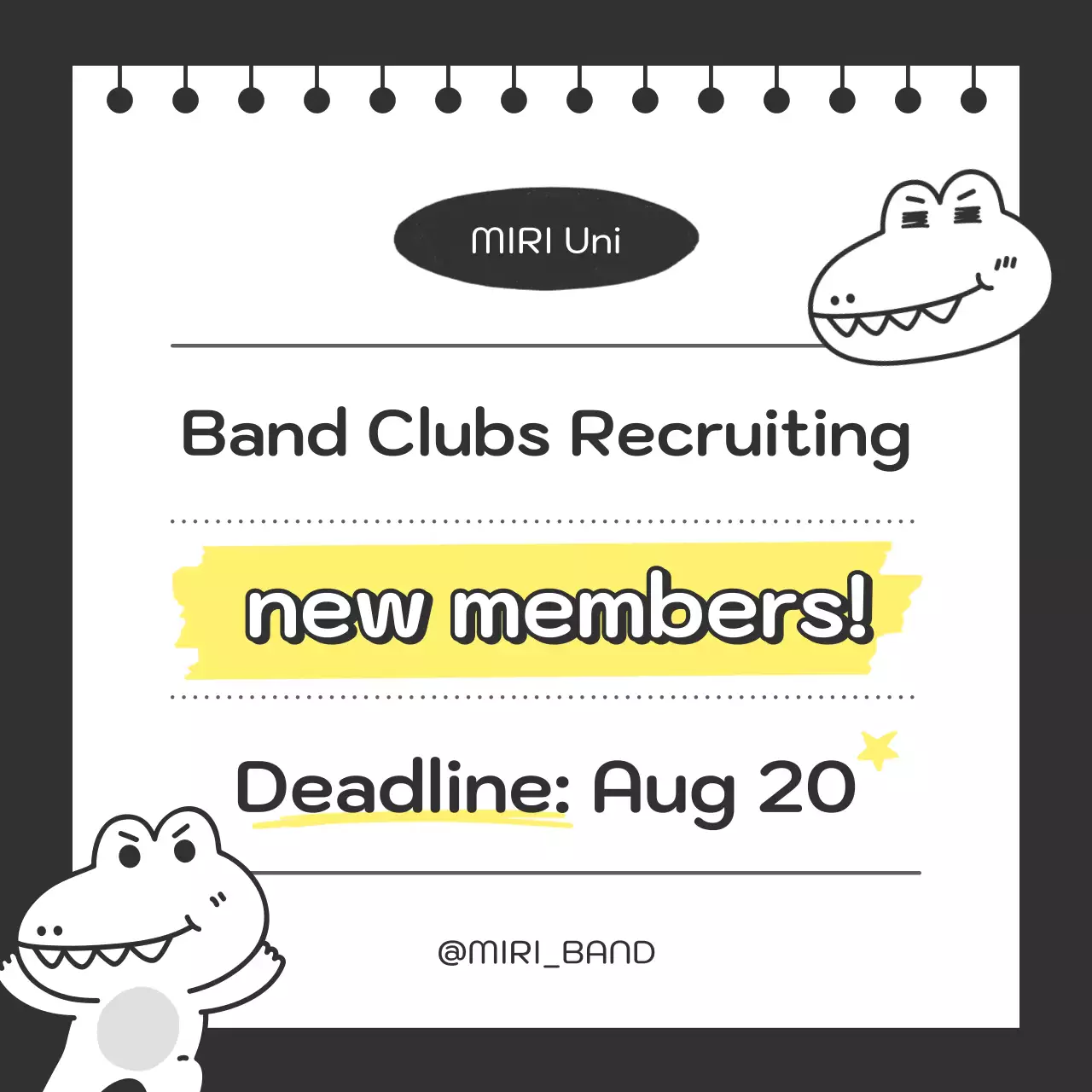Black Simple Band Recruitment Social Media Post