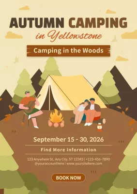 Beige Rustic Camping Event Poster