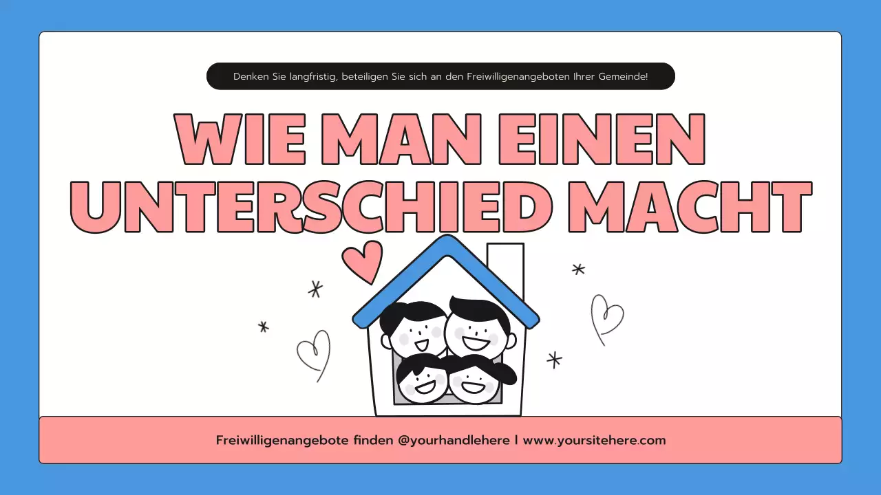 Eine niedliche blaue und rosafarbene Einführung in den Zivildienst