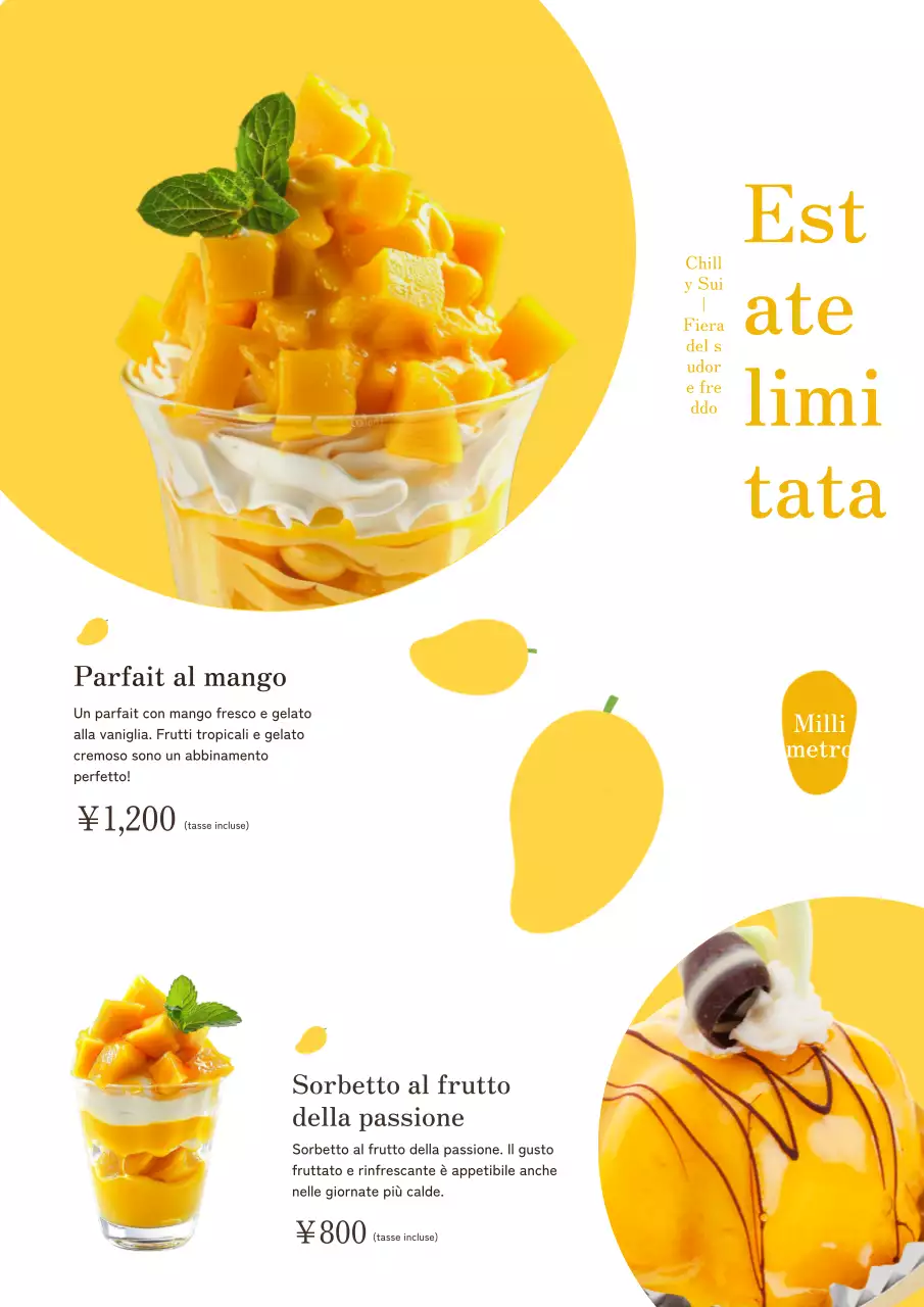 Semplice menu estivo giallo e bianco PR