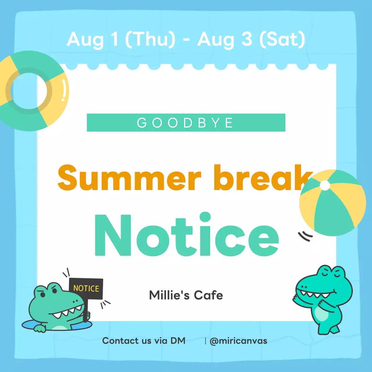 Bài đăng trên mạng xã hội thông báo về mùa hè vui tươi màu xanh