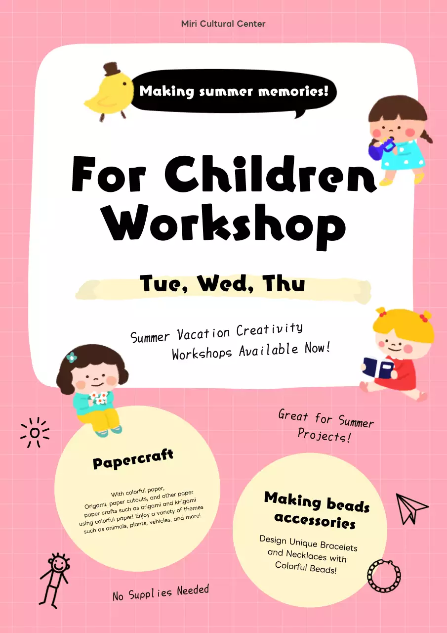 Poster thông báo về buổi Workshop Pink Cute