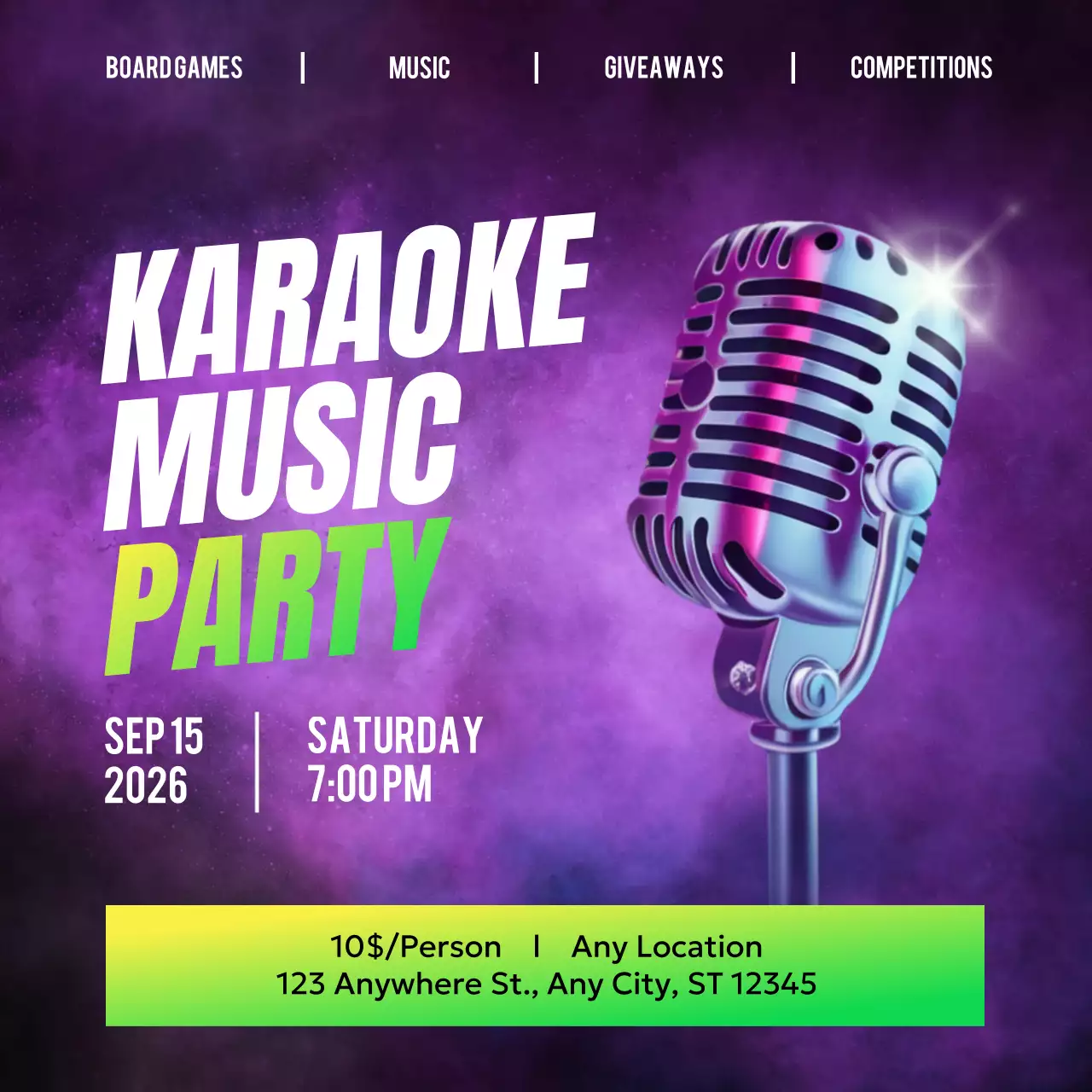 Purple Retro Music Promotion Social Media Post