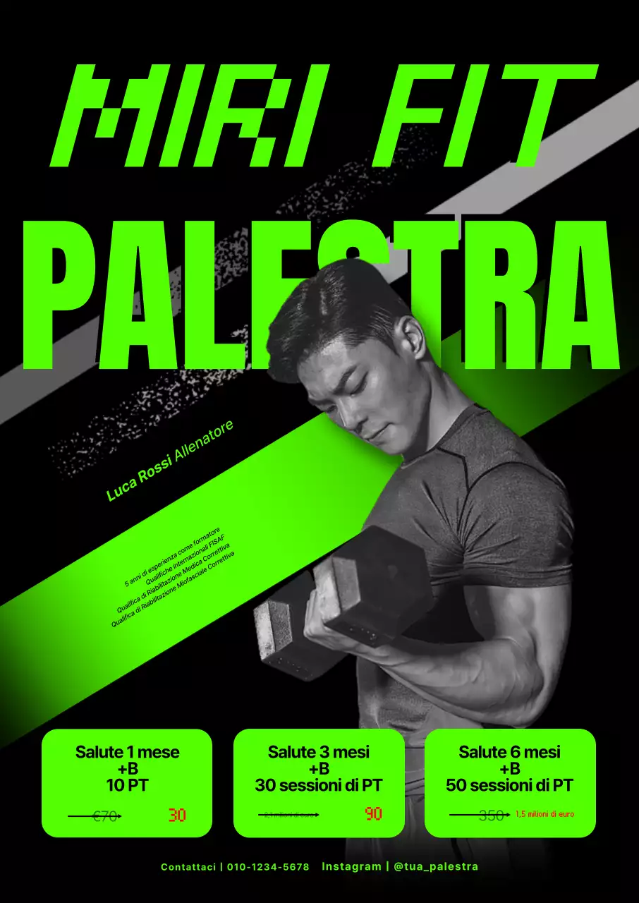 Poster per l'istruttore di ginnastica veloce, colorato al neon