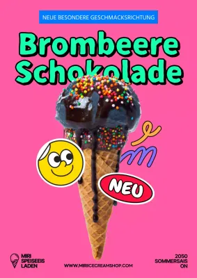 Rosa und kitschige Eiscreme-Post