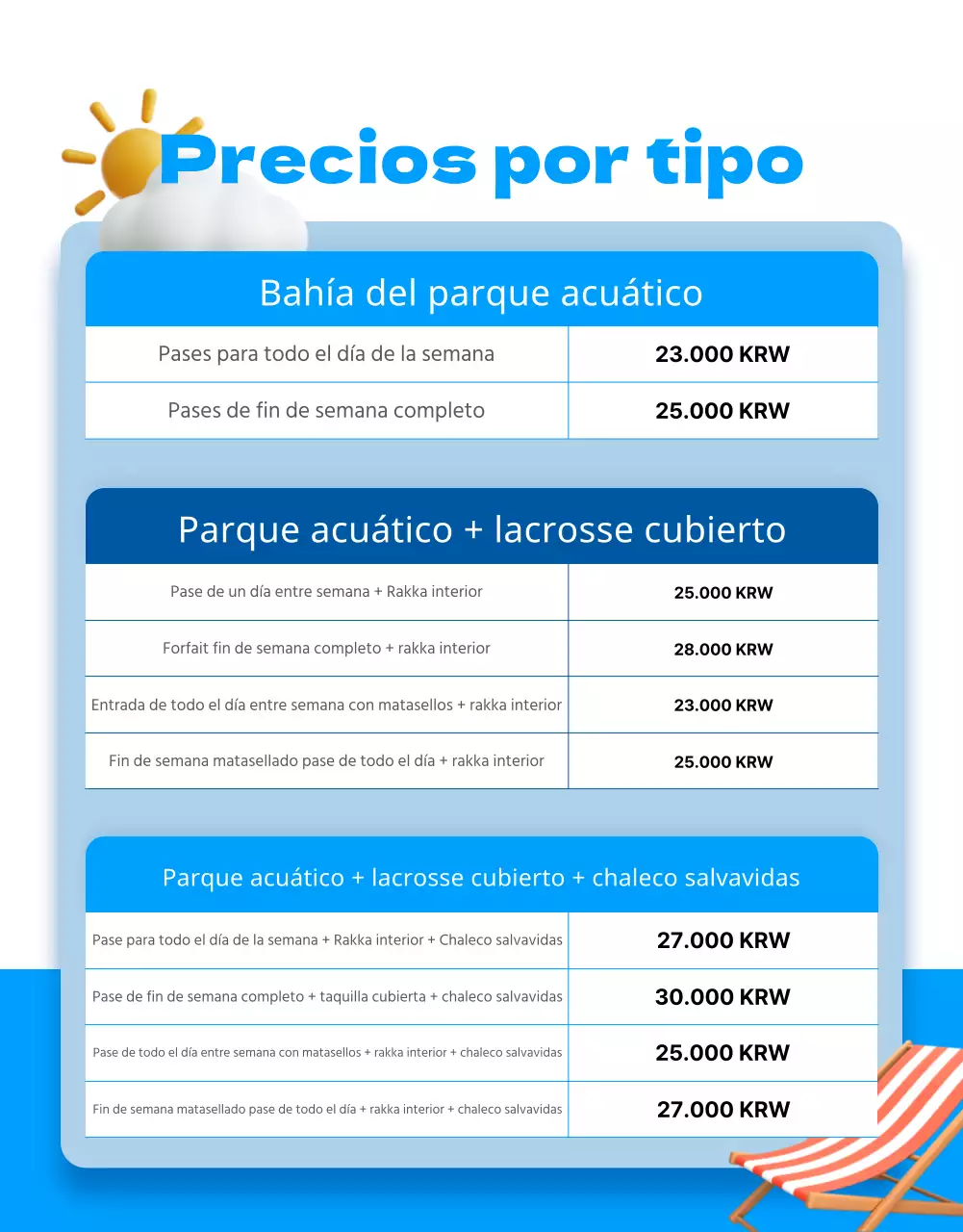Anuncio promocional de una tienda de ocio con detalles en azul y amarillo